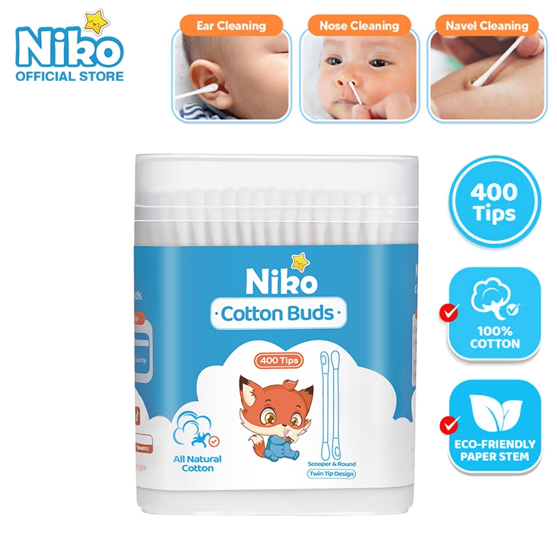 Niko สำลีก้านกระดาษ สำหรับแคะหู หัวเล็ก 200 ก้าน คอตตอนบัตแคะหู