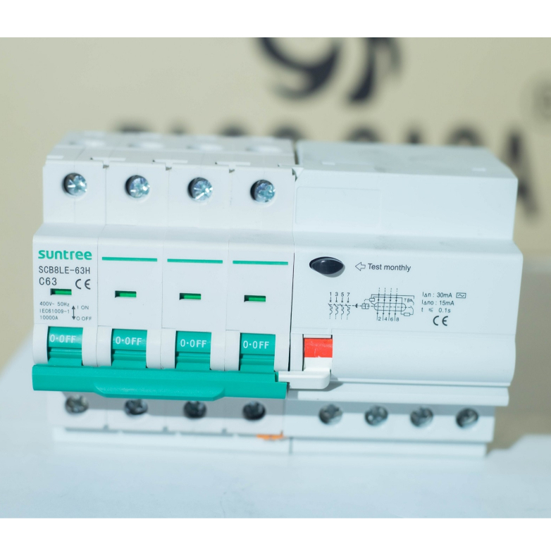 Brand Suntree RCBO Breaker AC MCB SCB8-63 4P 25,32,63A 400VAC เบรกเกอร์ ...