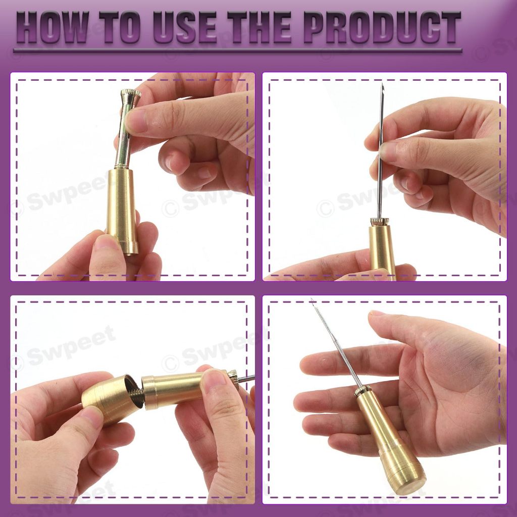 ชุดเข็มเย็บหนัง 20 ชิ้น หม่หนังชุดเย็บผ้า DIY หนังเย็บ Awl Sharp เข็ม ...
