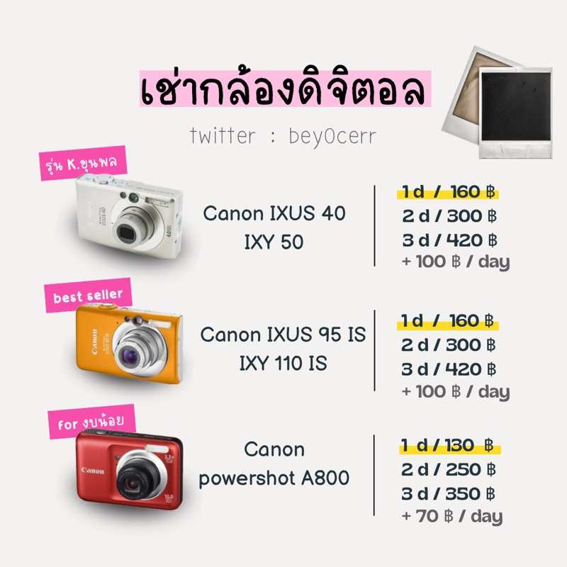 เช่ากล้องดิจิตอล canon ixus95is ixus 40 powershot A800 กล้องดิจิตอล ...