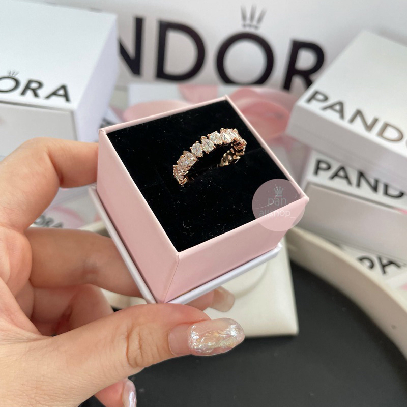 (ของแท้100%) Pandora rose ring แหวนเพชรโรส Alternating Sparkling Band ...