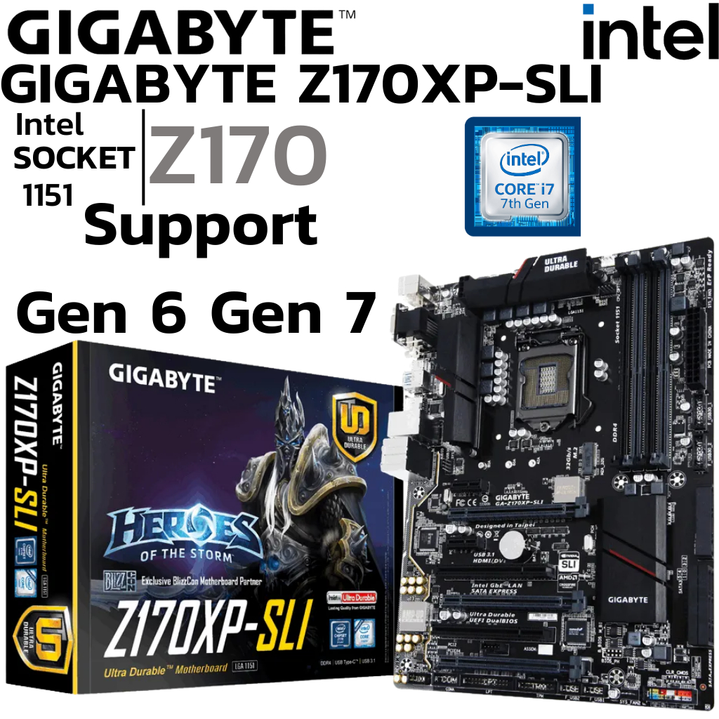 MAINBOARD (เมนบอร์ด) 1151 GIGABYTE Z170XP-SLI DRR4 Support Gen