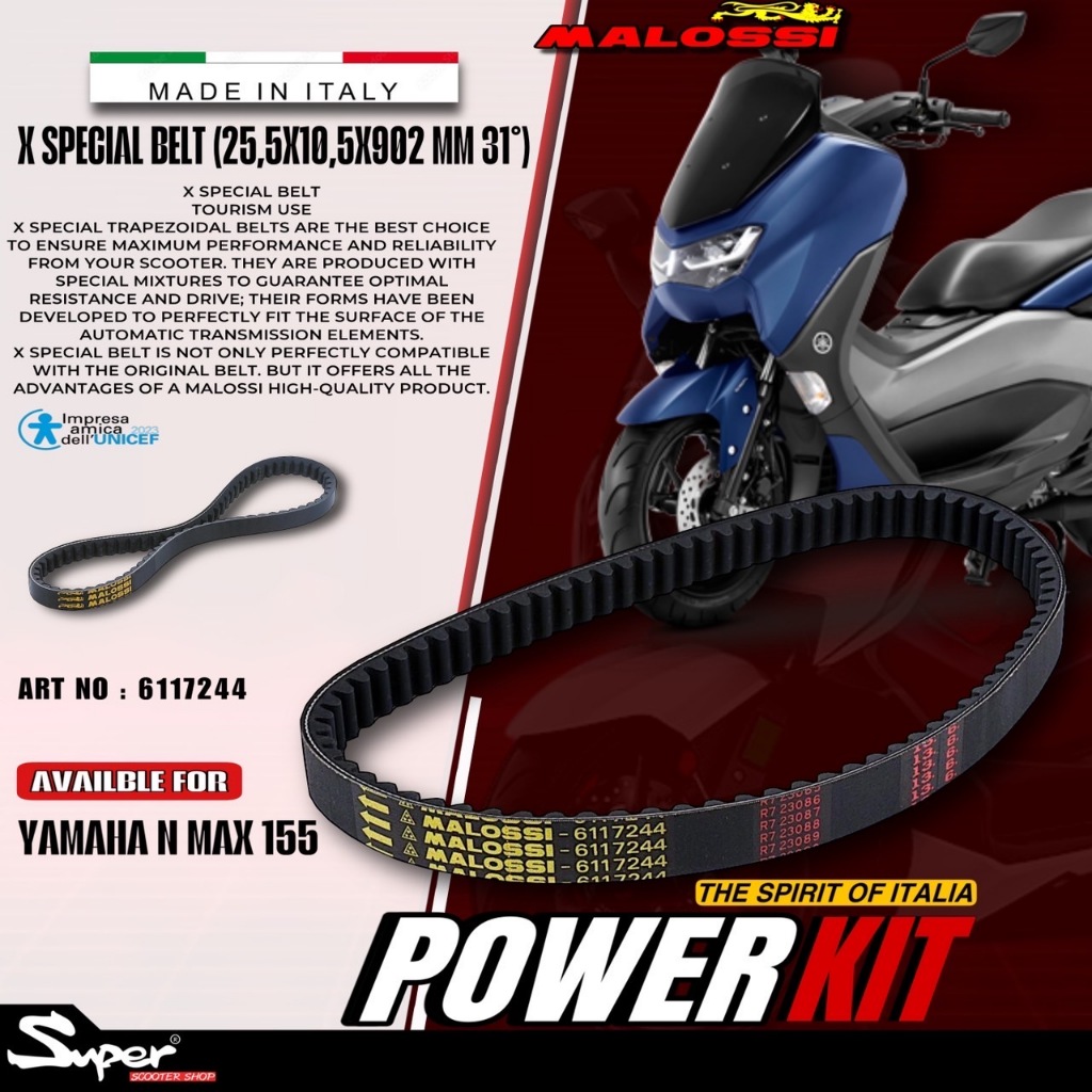 Cinghia Malossi X SPECIAL BELT Per Scooter SH 125/150 (2020-2024) - Rinforzata, Alta Resistenza