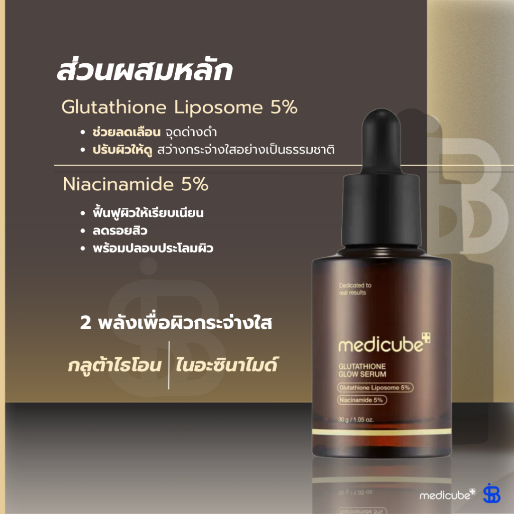 MEDICUBE Glutathione Glow Serum 30ml | เซรั่มผิวใส กลูต้าเข้มข้น  ลดจุดด่างดำ หน้าเนียนกระจ่างใส [SIB.SEO]