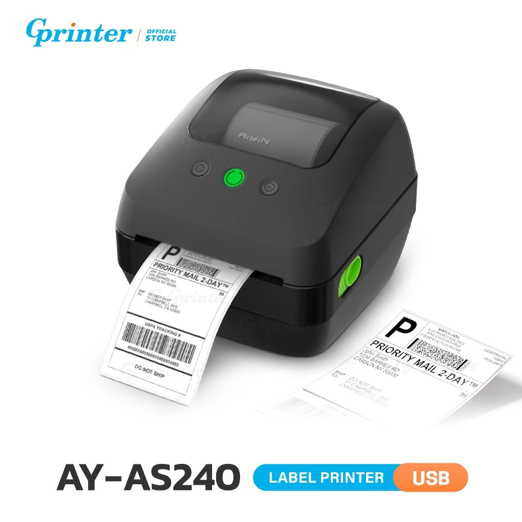 Gprinter รุ่น AS240 เครื่องพิมพ์ฉลากความร้อน Thermal Printer พิมพ์ใบปะหน้า ฉลากสินค้า และบาร์โค้ด ไม่ต้องใช้หมึก