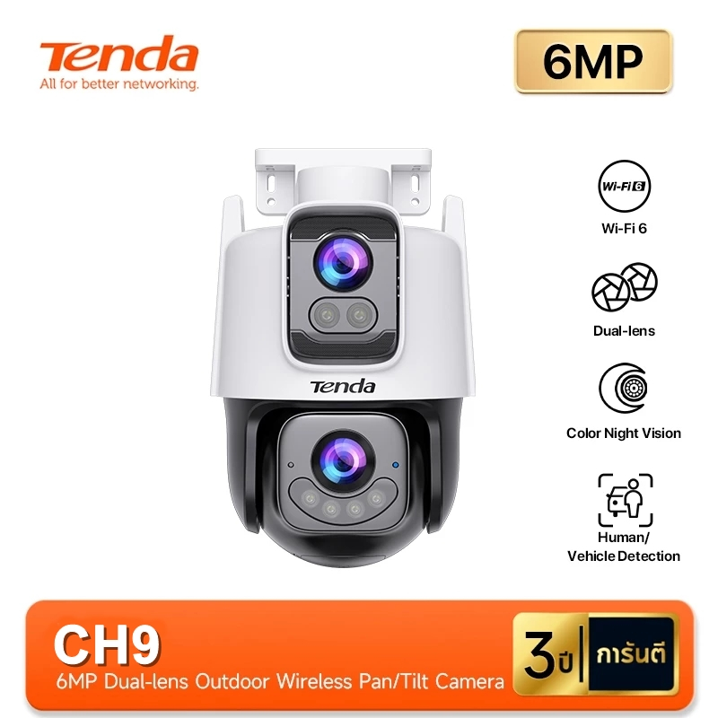 ⚡️กล้องวงจรปิดไร้สาย⚡️TENDA รุ่น (CH9-WCA) 6MP Dual lens