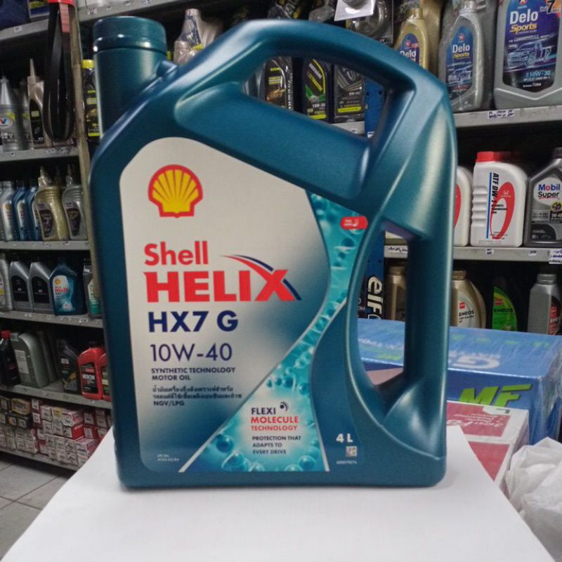 Shell helix HX7 G เชลล์นํ้ามันเครื่องเบนซินกึ่งสังเคราะห์ 10W-40 ขนาด4 ...