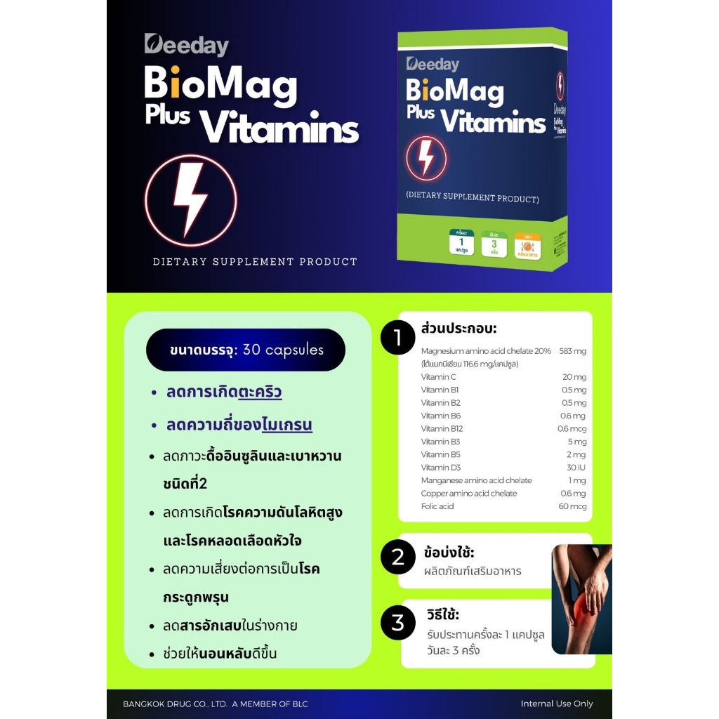 Deeday BioMag Plus Vitamins ดีเดย์ ไบโอแมก พลัส วิตามิน บรรจุ 30 แคปซูล ...