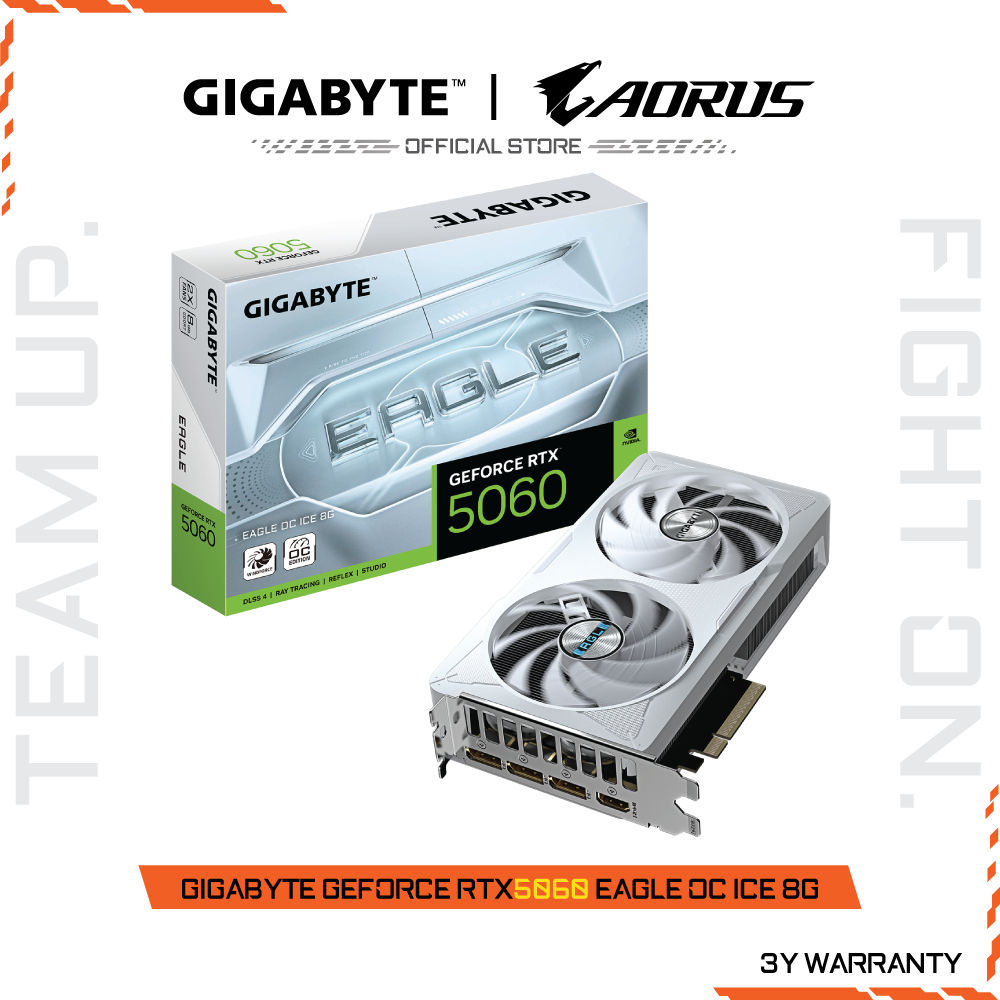 GIGABYTE GeForce RTX 5060 EAGLE OC ICE 8G (VGA Card) GV-N5060EAGLEOC ICE-8GD