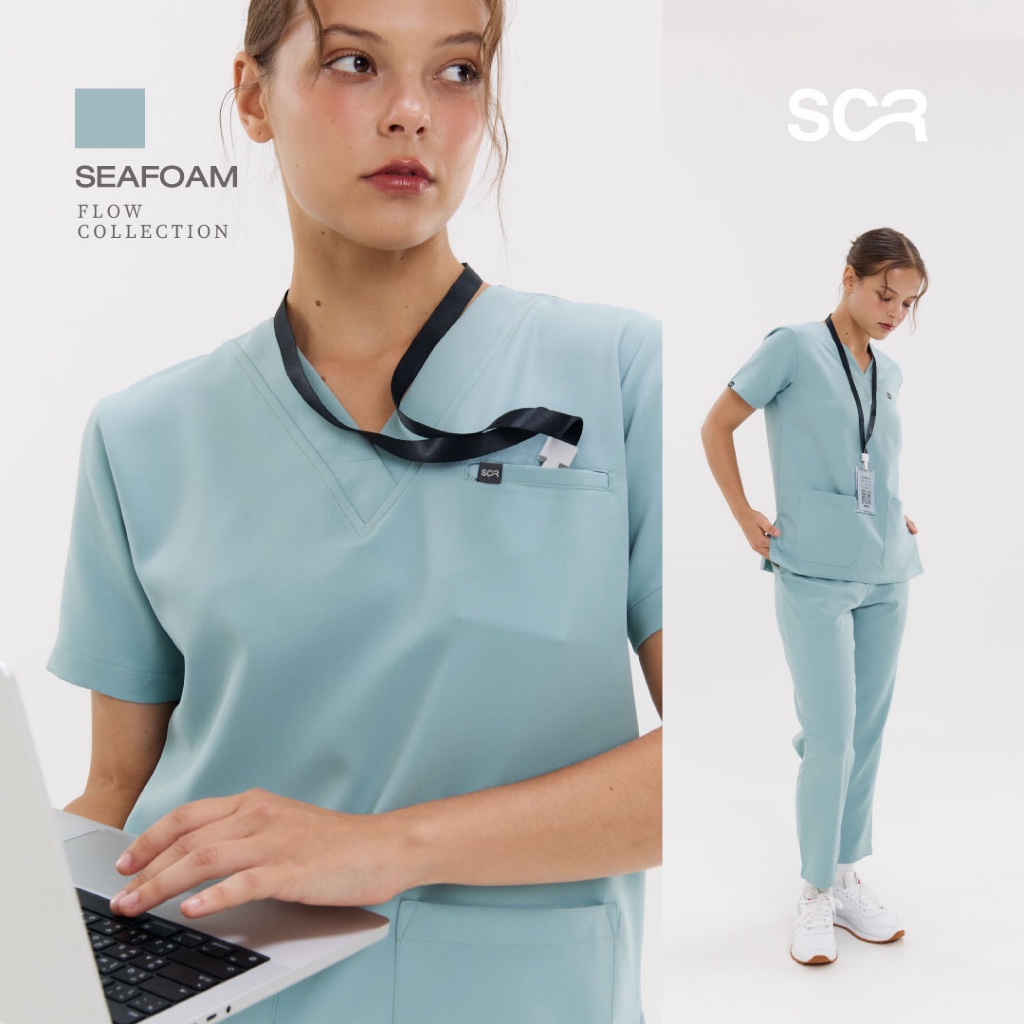 Scrub in | เสื้อ-กางเกงสครับ unisex สี Seafoam รุ่น Flow | Shopee Thailand