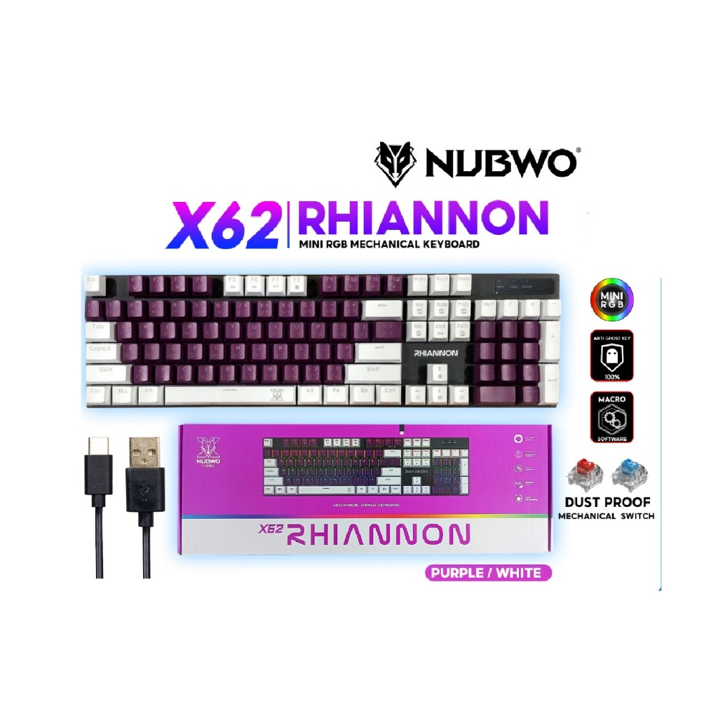 คีย์บอร์ดเกมมิ่ง (มาโคร) NUBWO X62 Rhiannon MECHANICAL MINI RGB GAMING ...