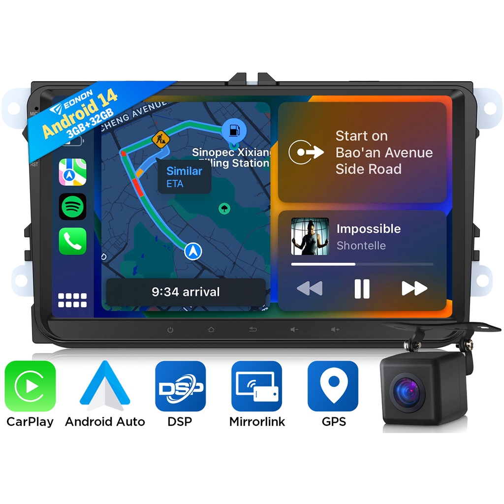 Eonon จอ Android รถยนต์ Volkswagen VW Android 14 พร้อม Apple CarPlay ...