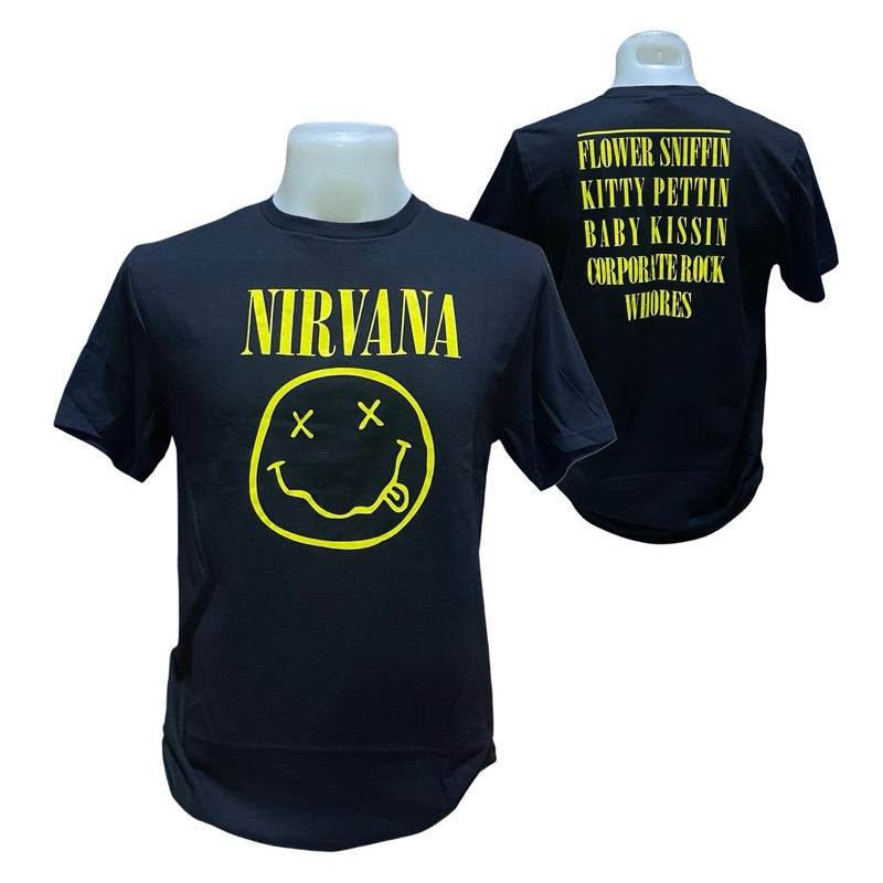 Nirvana Tshirt Nirvana Band Logo, Nevermind Album Cover, Smiley Face ...