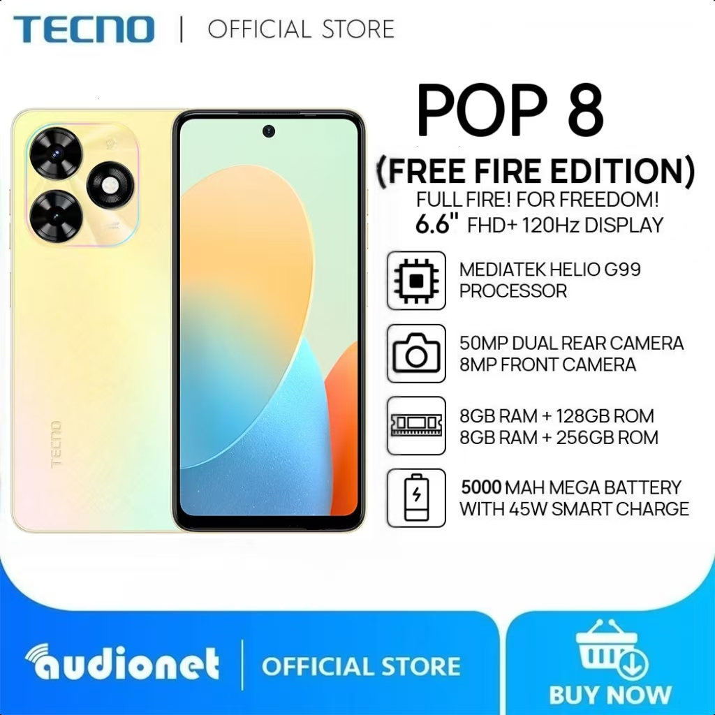 5G SmartPhone TECNO POP8 2024 หน้าจอHD 90Hz 6.6 นิ้ว 5000mAh Type-C ...