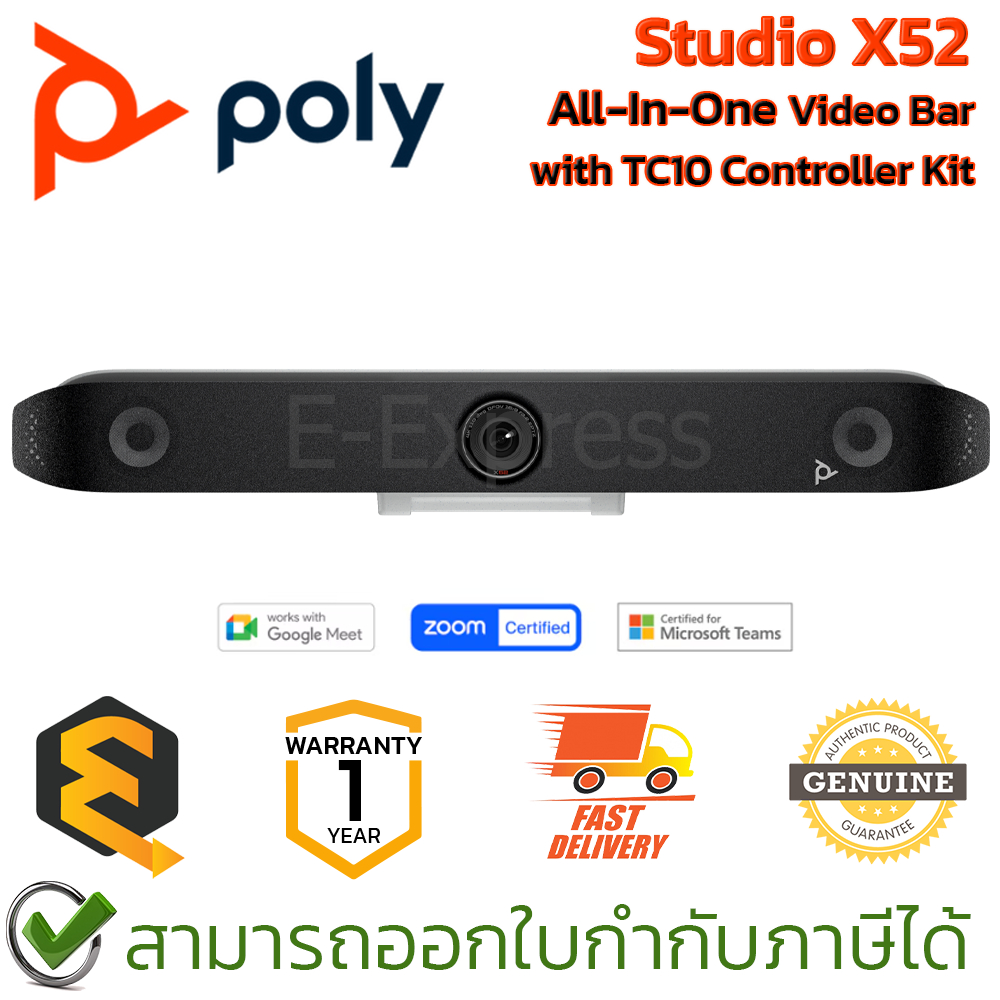 Poly Studio X52 + TC10 – Sistema Videoconferenza All-in-one Con 4K E Wi-Fi