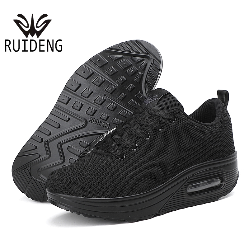 RUIDENG รองเท้าผ้าใบเพื่อสุขภาพ สีดำล้วน ใส่เล่นกีฬาและแฟชั่นในคู่เดียว ...