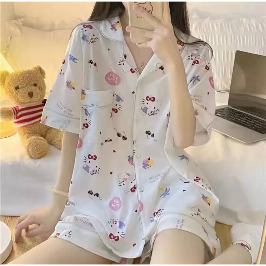 เซทชุดนอนเด็กแขนสั้นขาสั้น ชุดนอนลายการ์ตูนน่ารัก | Shopee Thailand