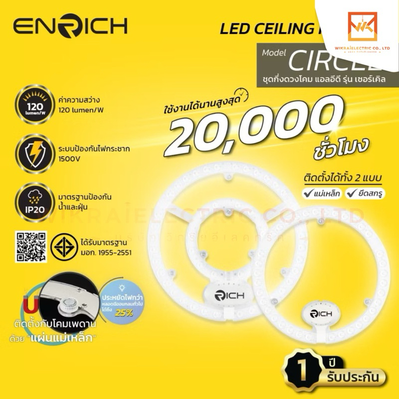 RICH LEDโคมไฟติดเพดานรุ่น Circle Module ขนาด 26W 36W แสงขาว แบบแม่เหล็ก ...