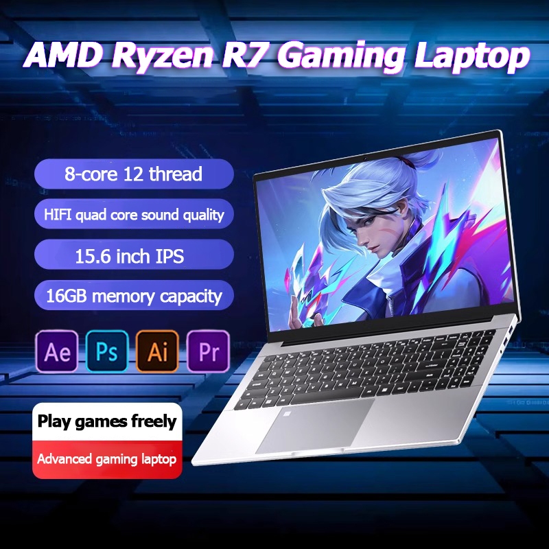 2025 แล็ปท็อป 15.6 นิ้ว AMD Ryzen R7 แล็ปท็อปการเล่นเกม Window11 ...