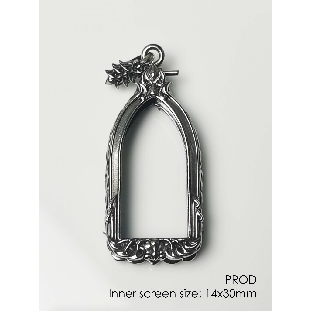 PRODWhitebrass Pra Rod Lampoon amulet casing inner size 14x30mm กรอบพระ ...