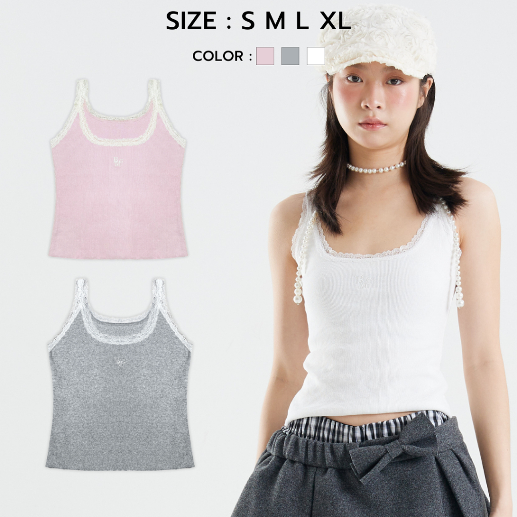 (ส่งด่วน) Bemingtop789(S-XL) - Emmy Tank Top เสื้อกล้ามลูกไม้แบบลูกคุณ ...