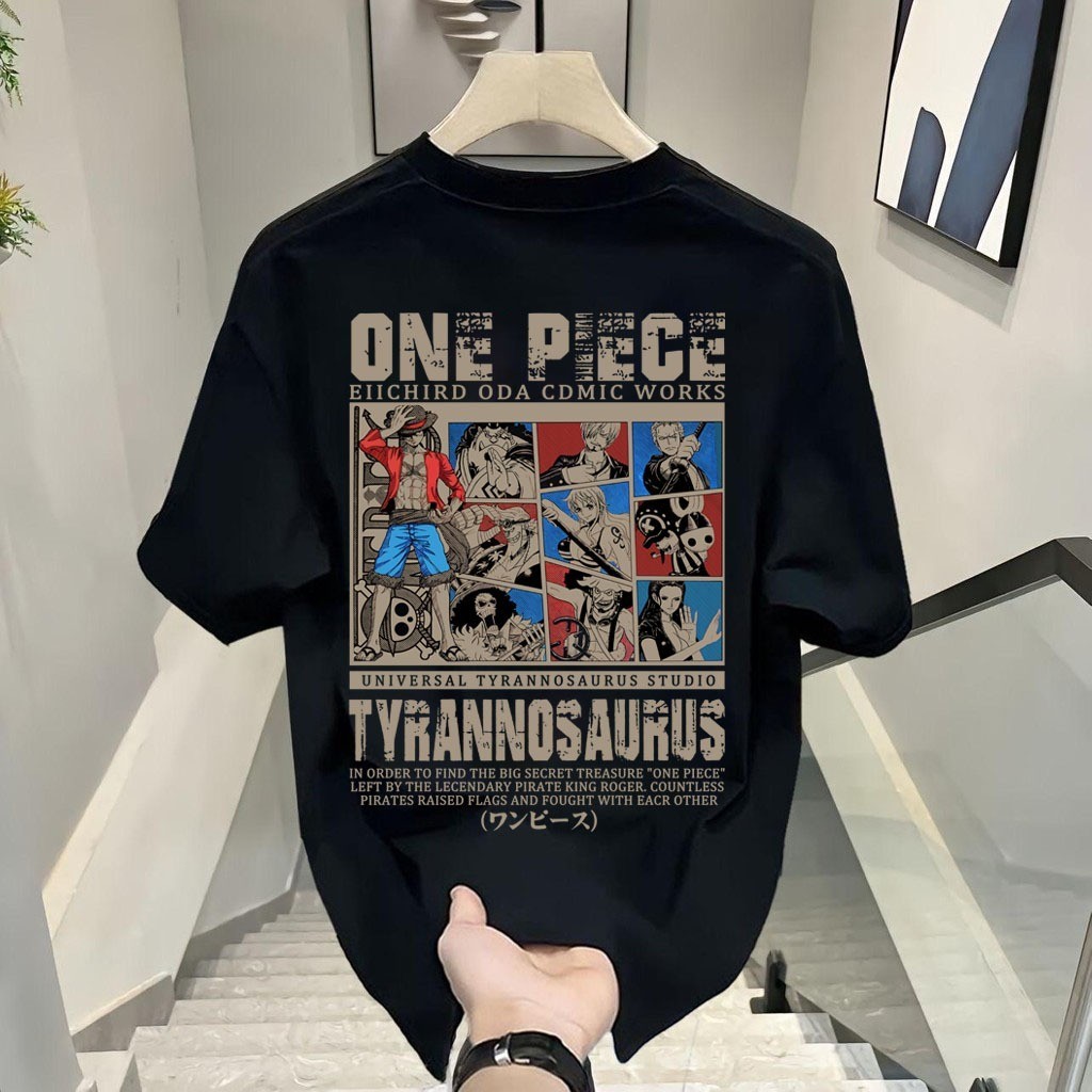 เสื้อยืด oversize OnePiece Luffy สกรีนหน้าหลัง  ลายการ์ตูนอนิเมะญี่ปุ่น แขนสั้น คอกลม เสื้อผ้าสไตล์ญี่ปุ่น
