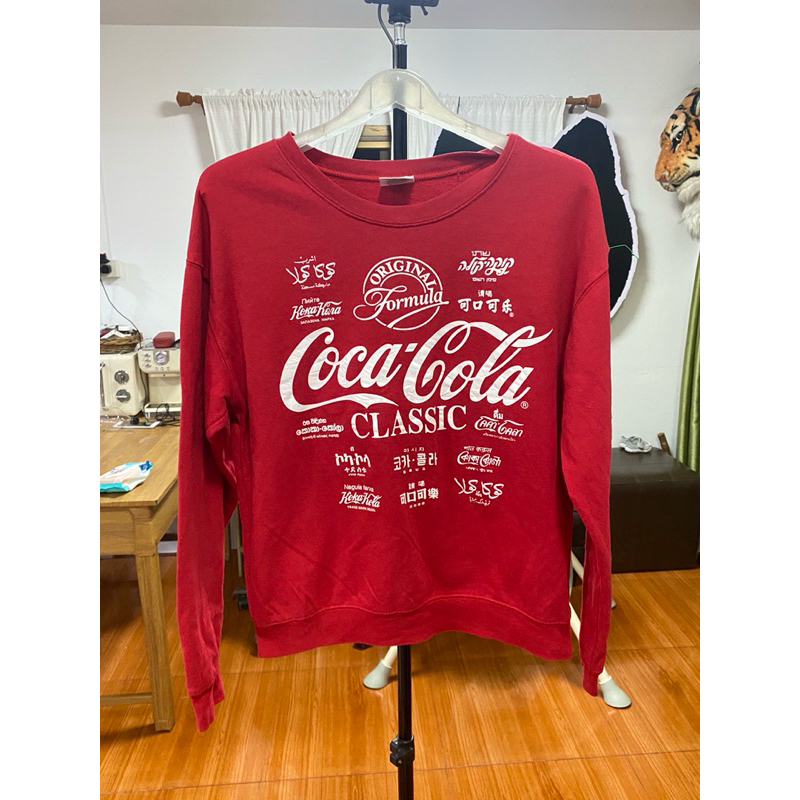 Vintage 90s Red Embroidered Coca Cola Coke Jersey Knit Sweater Jumper M L