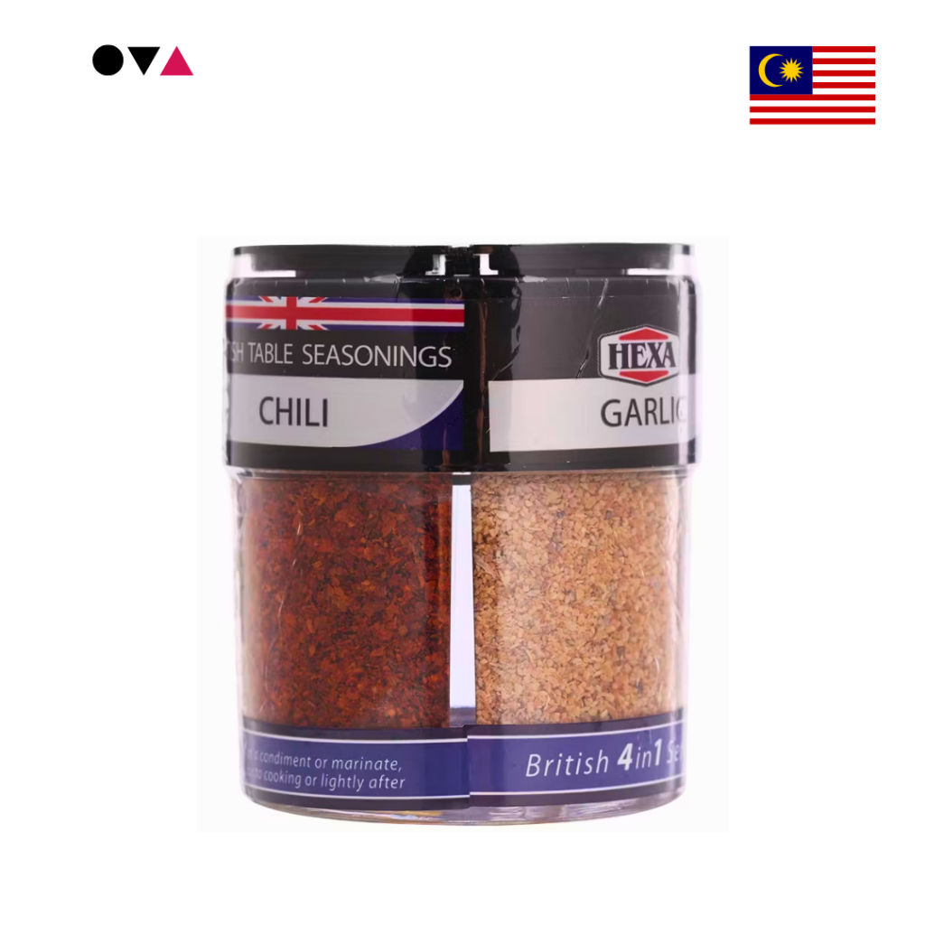 Hexa Halal British 4IN1 Table Seasoning 85g Garlic, Chili, Black Pepper ...