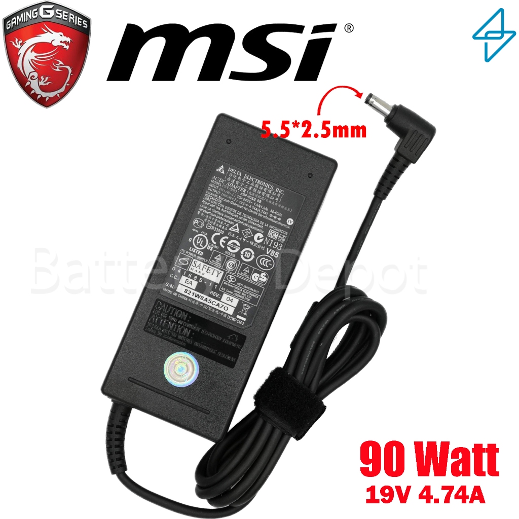 MSI Adapter ของแท้ 19V/4.74A 90W หัวขนาด 5.5*2.5mm สายชาร์จ MSI Adapter ...