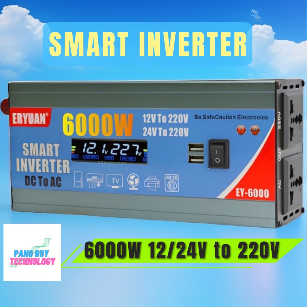 6000W Inverter 12V/24 to 220V Smart inverter 12v 24v authentic digital ...