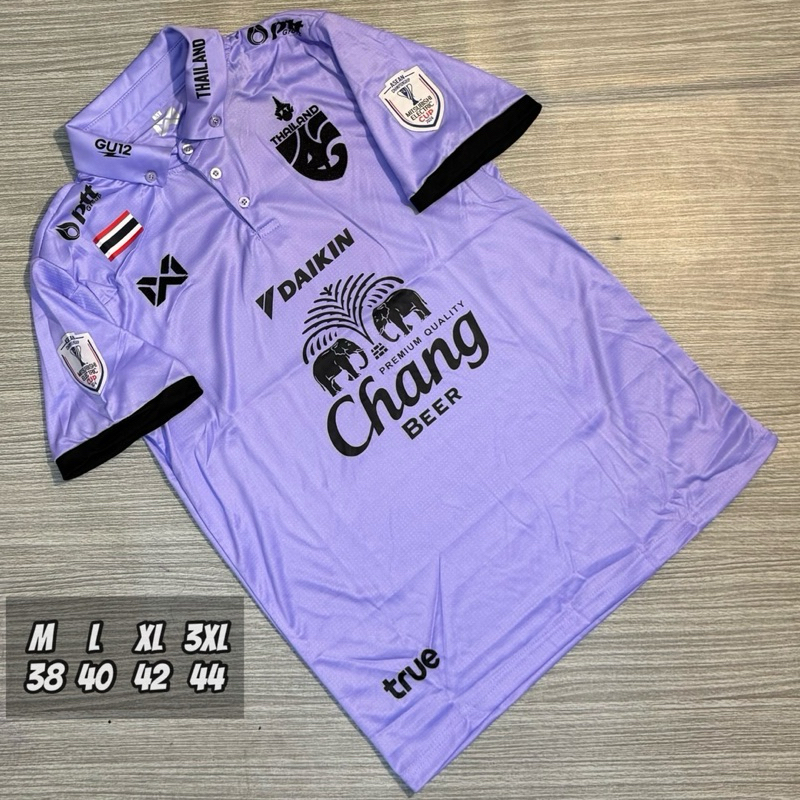 เสื้อกีฬาคอปกเสื้อบอลชายคอปกปักโลโก้ทีมชาติไทยเสื้ออยางเดียวไม่มีกางเกง