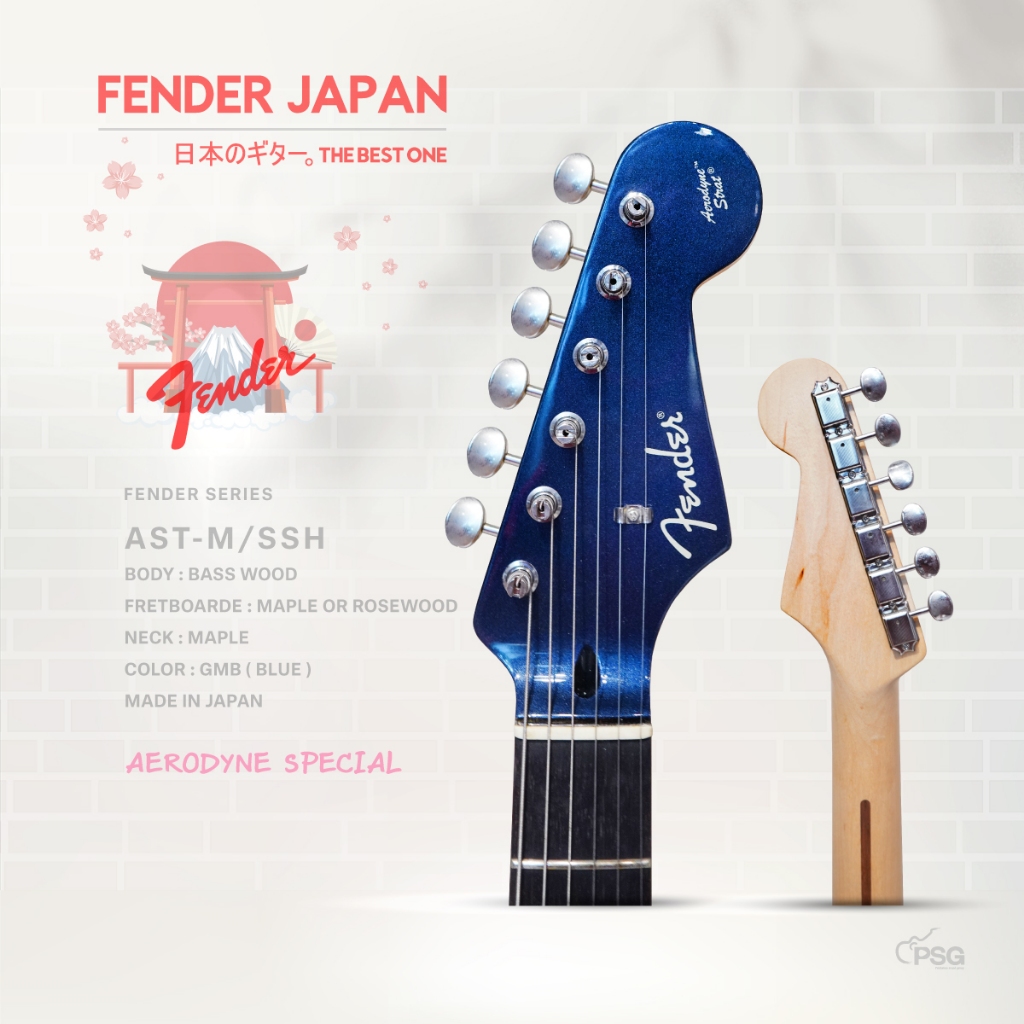 FENDER JAPAN รุ่น AST-M/SSH/GMB BLUE กีต้าร์ทรง AERODYNE SPECIAL