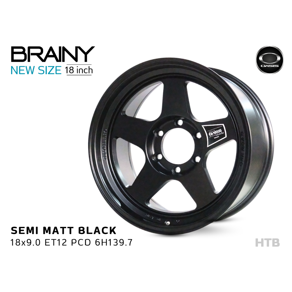 ล้อแม็ก Oasis BRAINY ขอบ 18x9.0 ET12 PCD 6x139.7 สีดำด้าน | ลายเรียบแนว ...