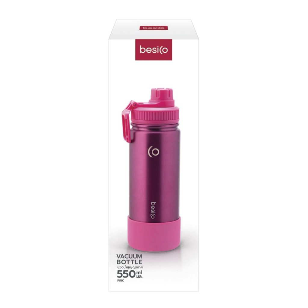 ขวดน้ำสูญญากาศ Besico สีชมพูสุดคิ้วท์ ขนาด 550 ml | Shopee Thailand