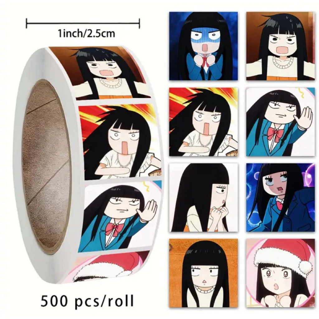 🩵พร้อมส่ง!สติ๊กเกอร์แบบม้วน แพค500ชิ้น ลายการ์ตูนsawako ซาวาโกะ น่ารัก