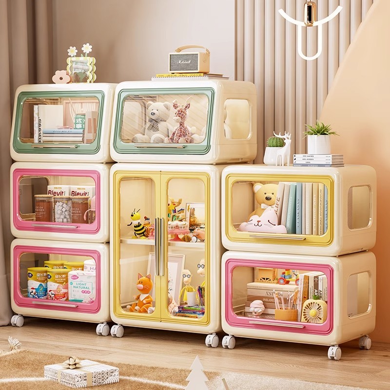 CONY ชั้นเก็บของเล่นมัลติฟังก์ชั่น กล่องเก็บของเล่น DIY พับเก็บได้ วัสดุปลอดภัย ไม่มีสารพิษ สีพาสเทล 3 สีใน 1 เซ็ต