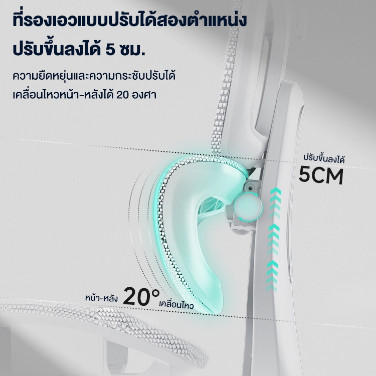 Kris E01 เก้าอี้เพื่อสุขภาพ ดีไซน์ตามหลักสรีรศาสตร์ เก้าอี้สีเทา ระบายอากาศดีเยี่ยม เก้าอี้นั่งทำงาน Ergonomic