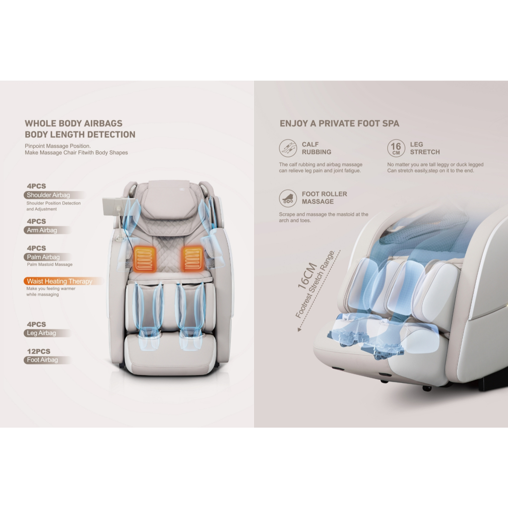 Soul Sense Series 5 เก้าอี้นวดไฟฟ้า 4D SoulSense สีครีม ปรับตำแหน่งการนวด ระบบ Zero Gravity โปรแกรมอัตโนมัติ ลดอาการปวดเมื่อย นวดสั่น นวดคลึง นวดกดจุด นวดทุบ บรรเทาอาการปวดหลัง ฟื้นฟูร่างกาย เครื่องนวดไฟฟ้าโซเซ้นส์ ผ่อนคลายกล้ามเนื้อ เก้าอี้นวด เครื่องนวด