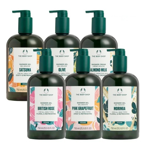 The Body Shop Shower Gel 750ml British Rose / Moringa / Satsuma
