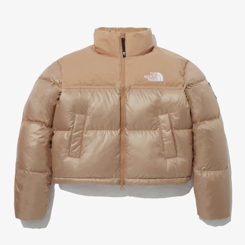 The North Face W'S Novelty Nuptse Down Jacket (Dark Red, Beige