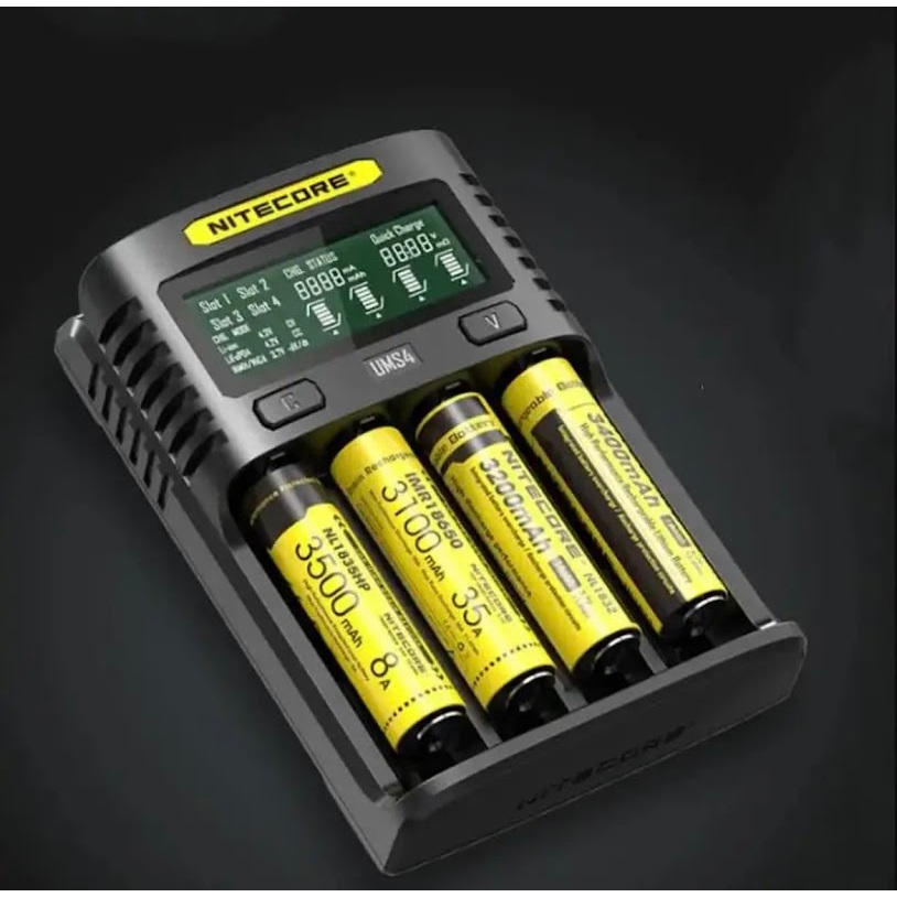 Nitecore UMS4 USB Four-Slot USB Fast Charger, For 18650, 21700 Batteries