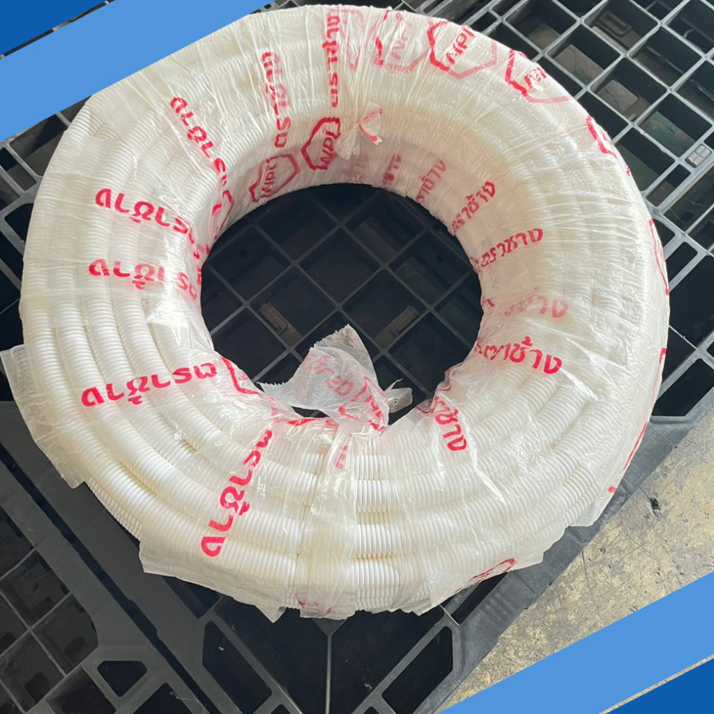 ท่ออ่อนลายลูกฟูก PVC 18มิล (1/2-3/4 ″) 4-6หุน สีขาว (50เมตร/ม้วน) uPVC ...