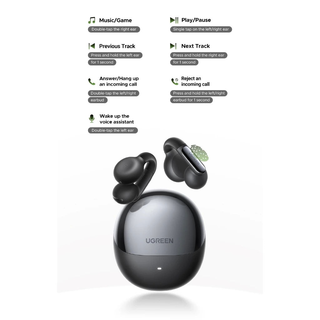 UGREEN HiTune S5 รุ่น WS210 หูฟังไร้สายบลูทูธ 5.4 หูฟังเกี่ยวหูไร้สาย ใช้งานง่าย เสียงชัด พร้อมไมค์ในตัว https://wayoza.com