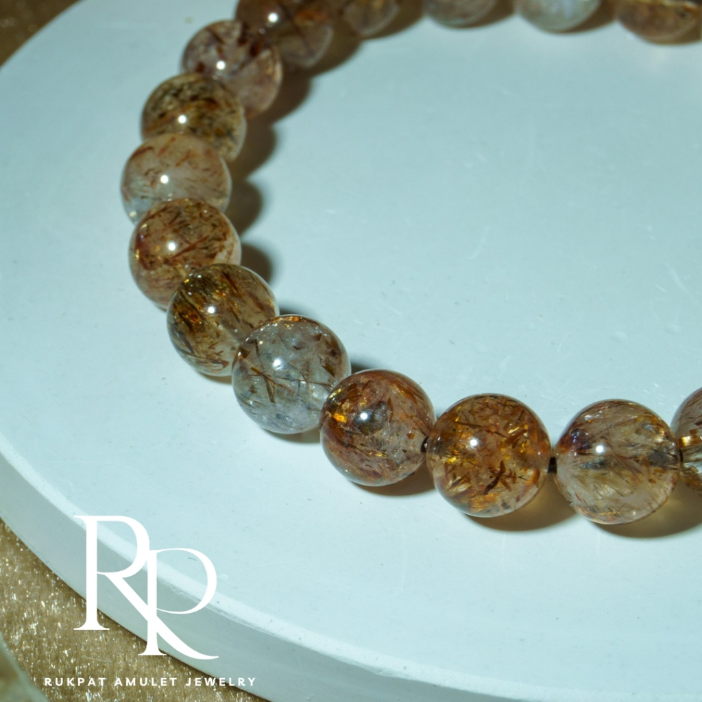 กำไลไหมนาค Pink Rutilated Quartz หินธรรมชาติ 8 mm | Shopee Thailand