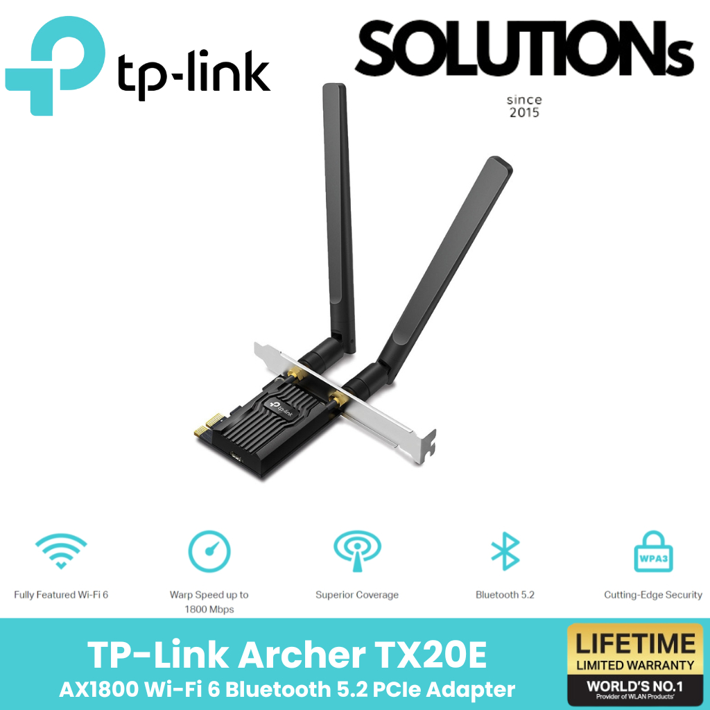 TP-LINK Archer TX20E AX1800 Wi-Fi 6 Bluetooth 5.2 PCIe Adapter | Shopee ...