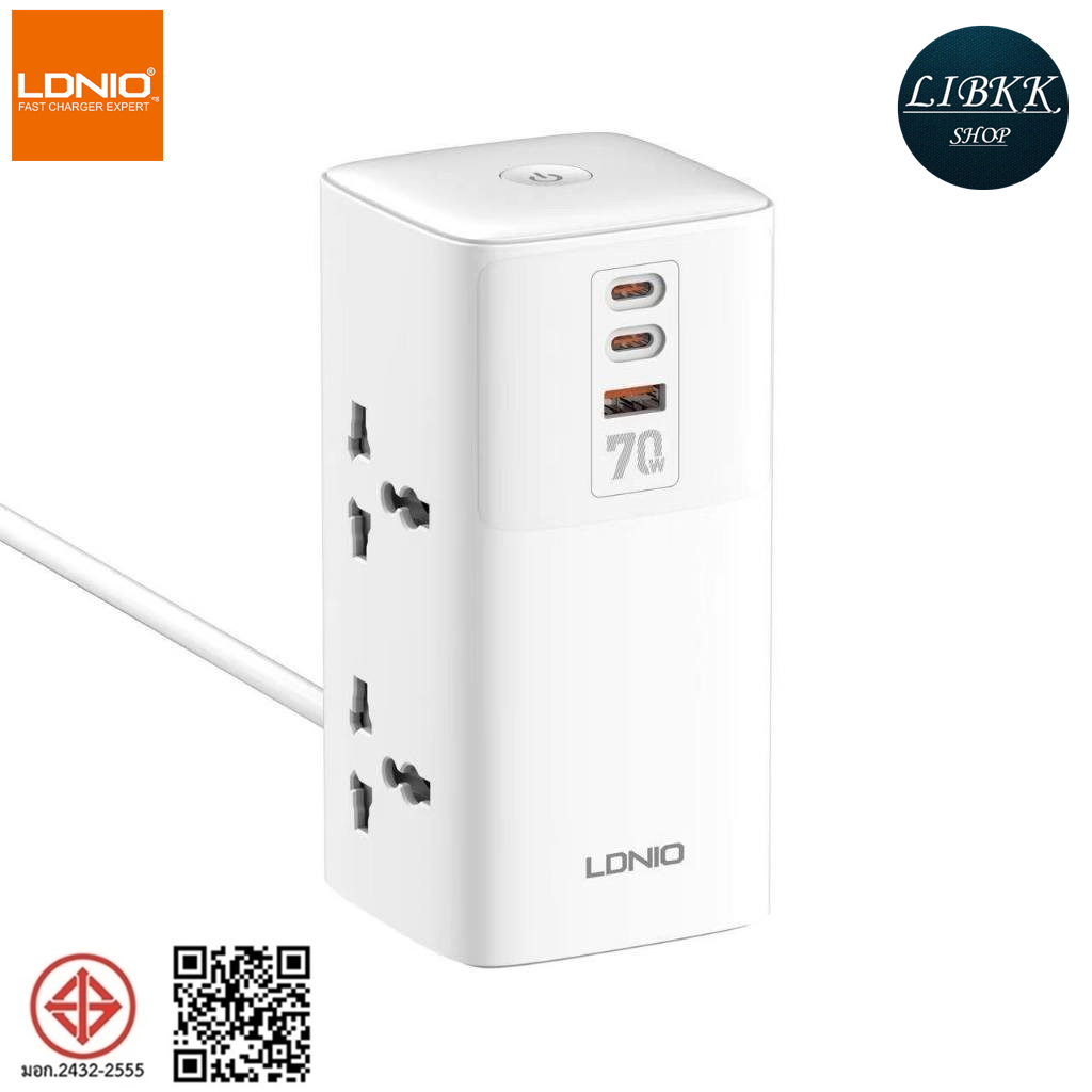 LDNIO SC4383 2500W รางปลั๊กไฟ เดสก์ท็อป พร้อมทื่ชาร์จมือถือ แท็บเหล็ก ...