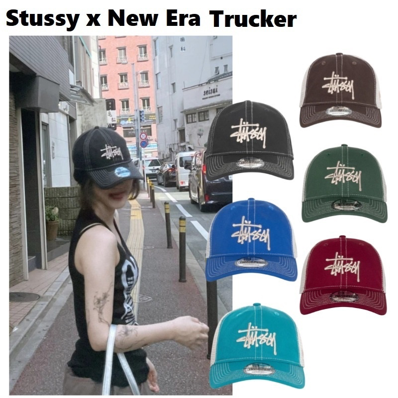 帽子 NEW ERA 9TWENTY WASHED BASIC TRUCKE Stussy New Era 9Twenty Washed Basic Trucker Night Black