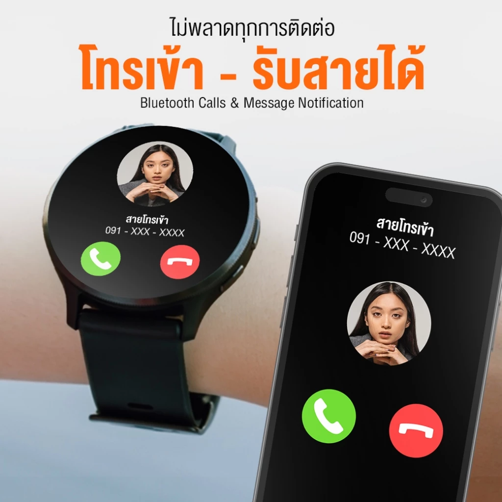 AXON Memo Lite Smart Watch จอใหญ่ IPS โทรได้ วัดชีพจร SpO2 รองรับภาษาไทย ประกัน 2 ปี