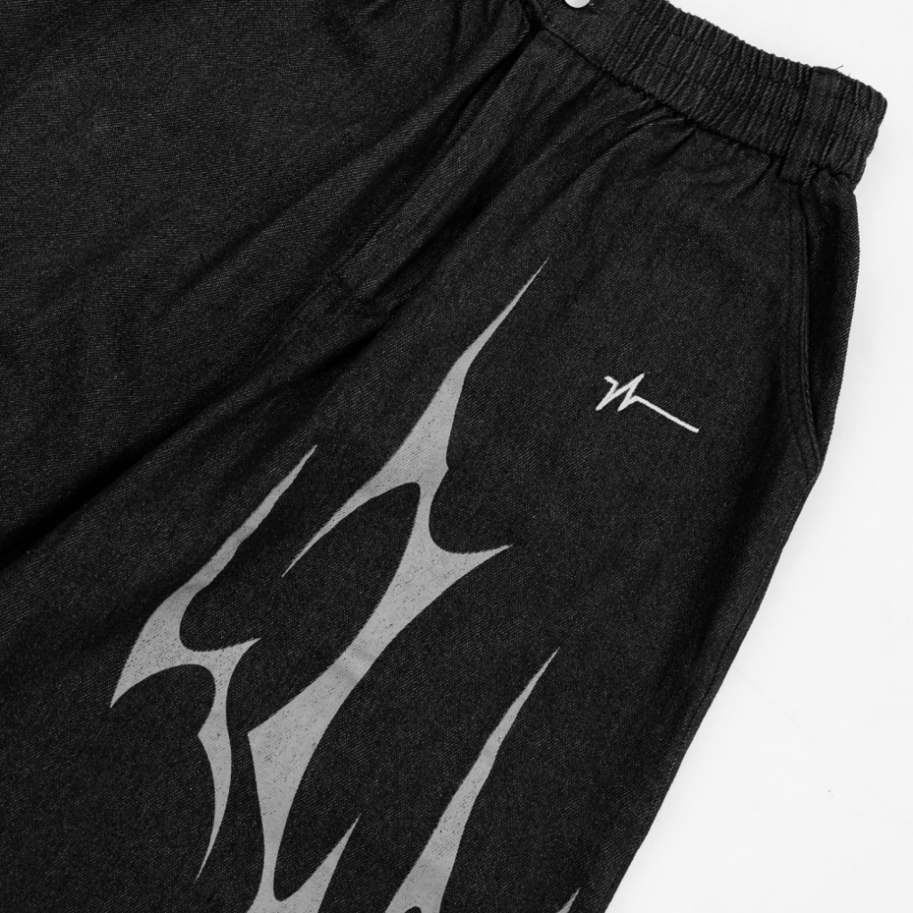 URTHE - กางเกง ขายาว Col. DARKWAVE รุ่น DW TROUSERS สีดำอ่อน สีดำเข้ม