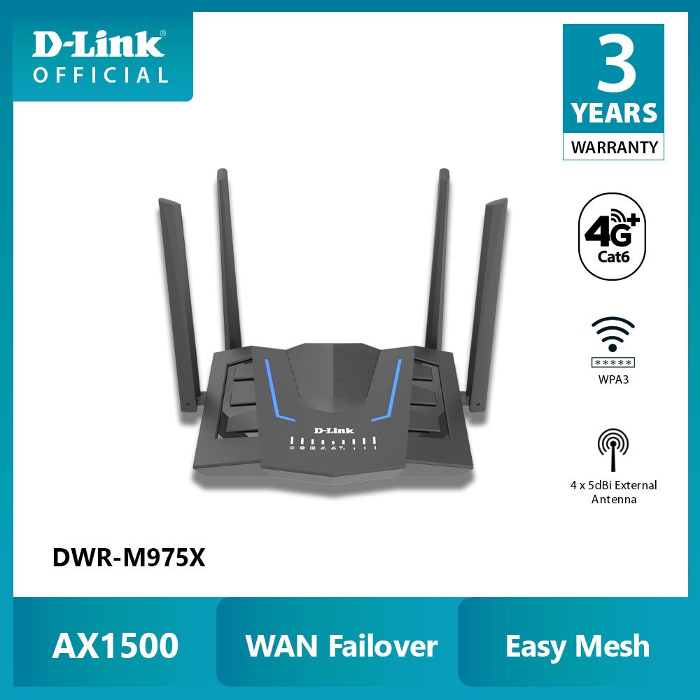 เราท์เตอร์ใส่ซิม AX1500 D-LINK DWR-M975X LTE Cat 6 Wi-Fi 6 | Shopee ...